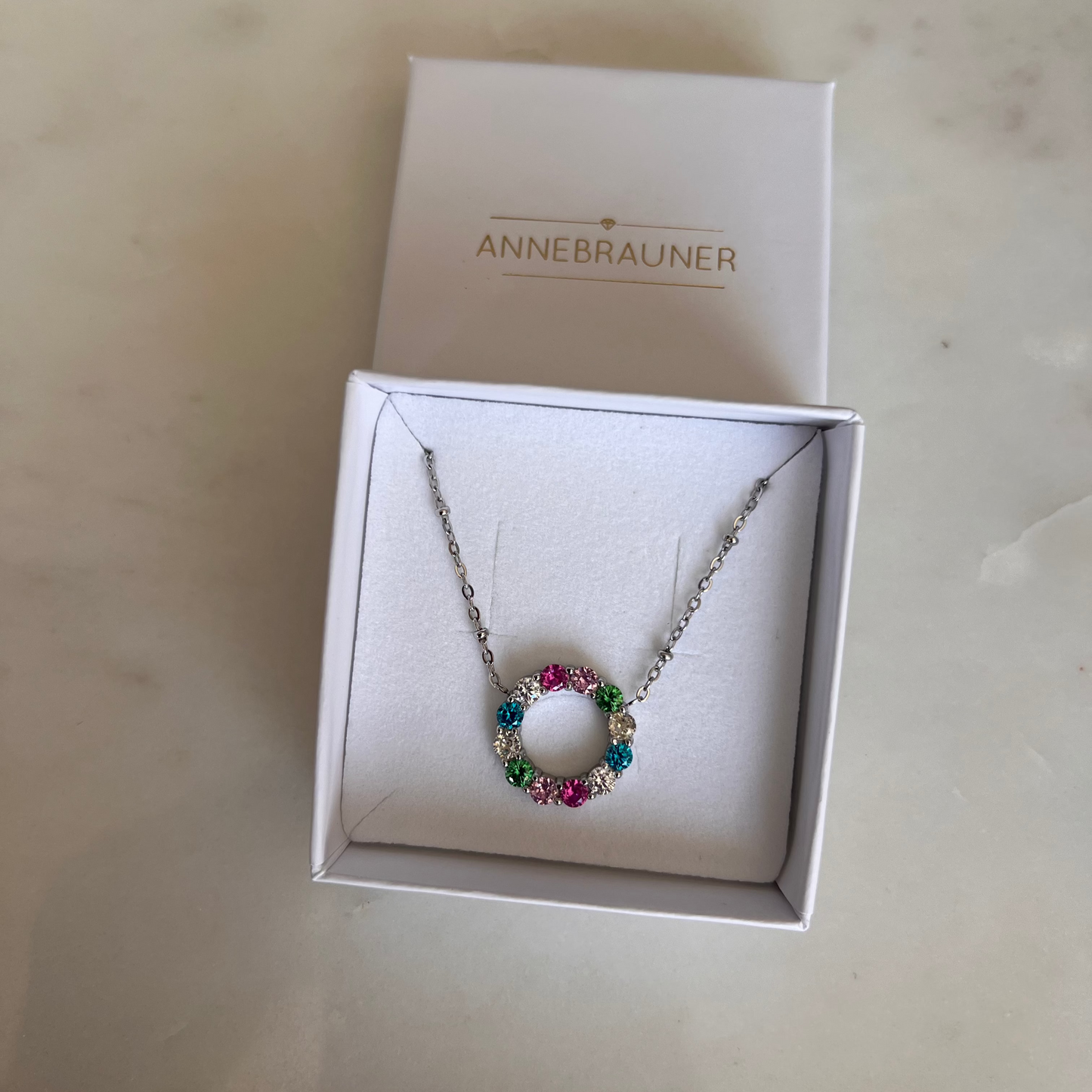 ANNEBRAUNER Big Rose/Pink Circle Necklace