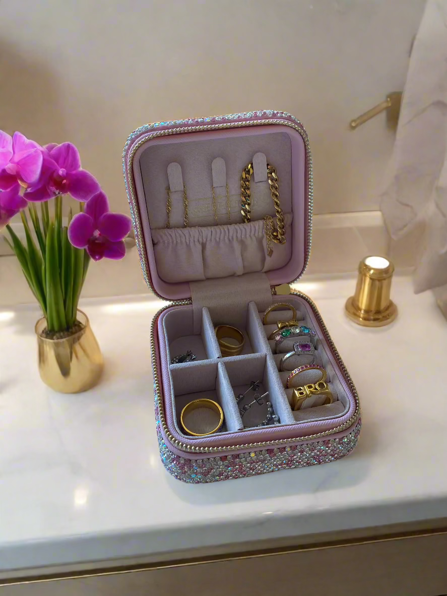 ANNEBRAUNER Roze Strass Reisdoos