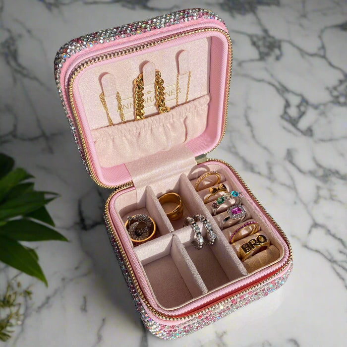 ANNEBRAUNER Pink Rhinestone Travel Box