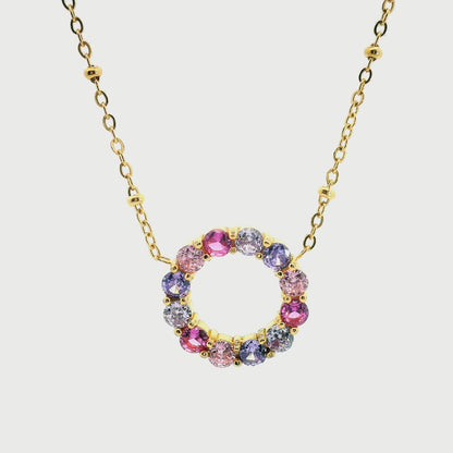 ANNEBRAUNER Grote rozen-/paarse mixcirkelketting