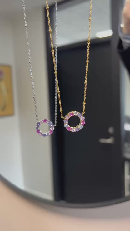 ANNEBRAUNER Grote rozen-/paarse mixcirkelketting