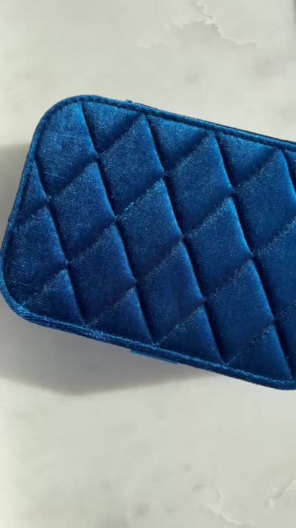 ANNEBRAUNER Blauwe Velours Reisbox