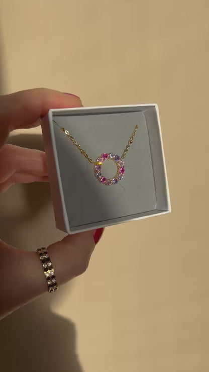 ANNEBRAUNER Grote rozen-/paarse mixcirkelketting